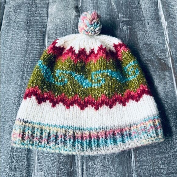 Hand Knit Crochet Boho Wool Winter Beanie Hat - Picture 1 of 4